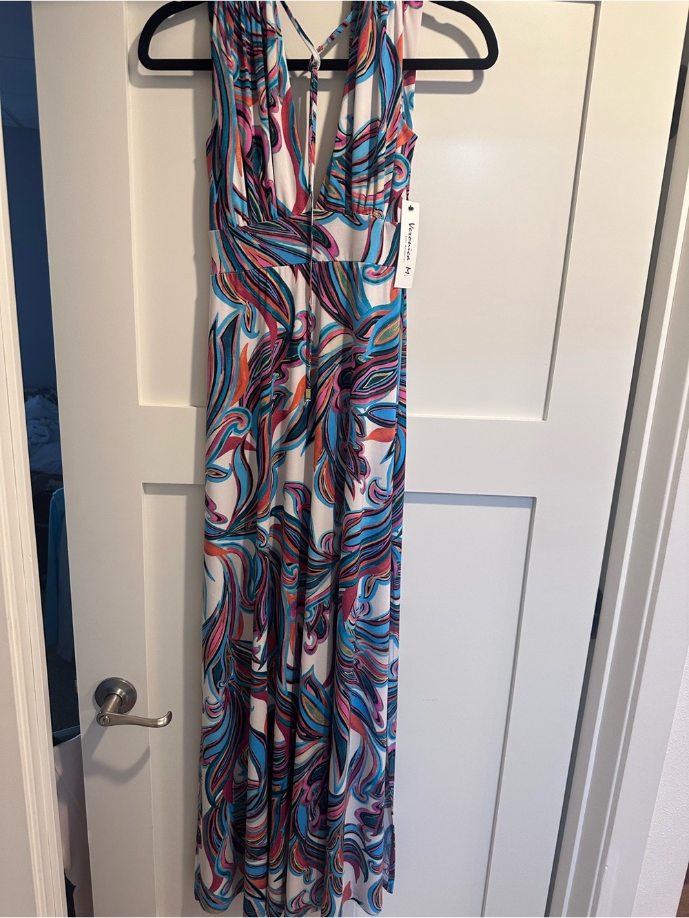 Veronica M Multicolor Swirl Maxi Dress - White, Blue, Pink, Orange